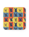 Frenchie Pop Art Pawfection Grid Cork Back Coaster