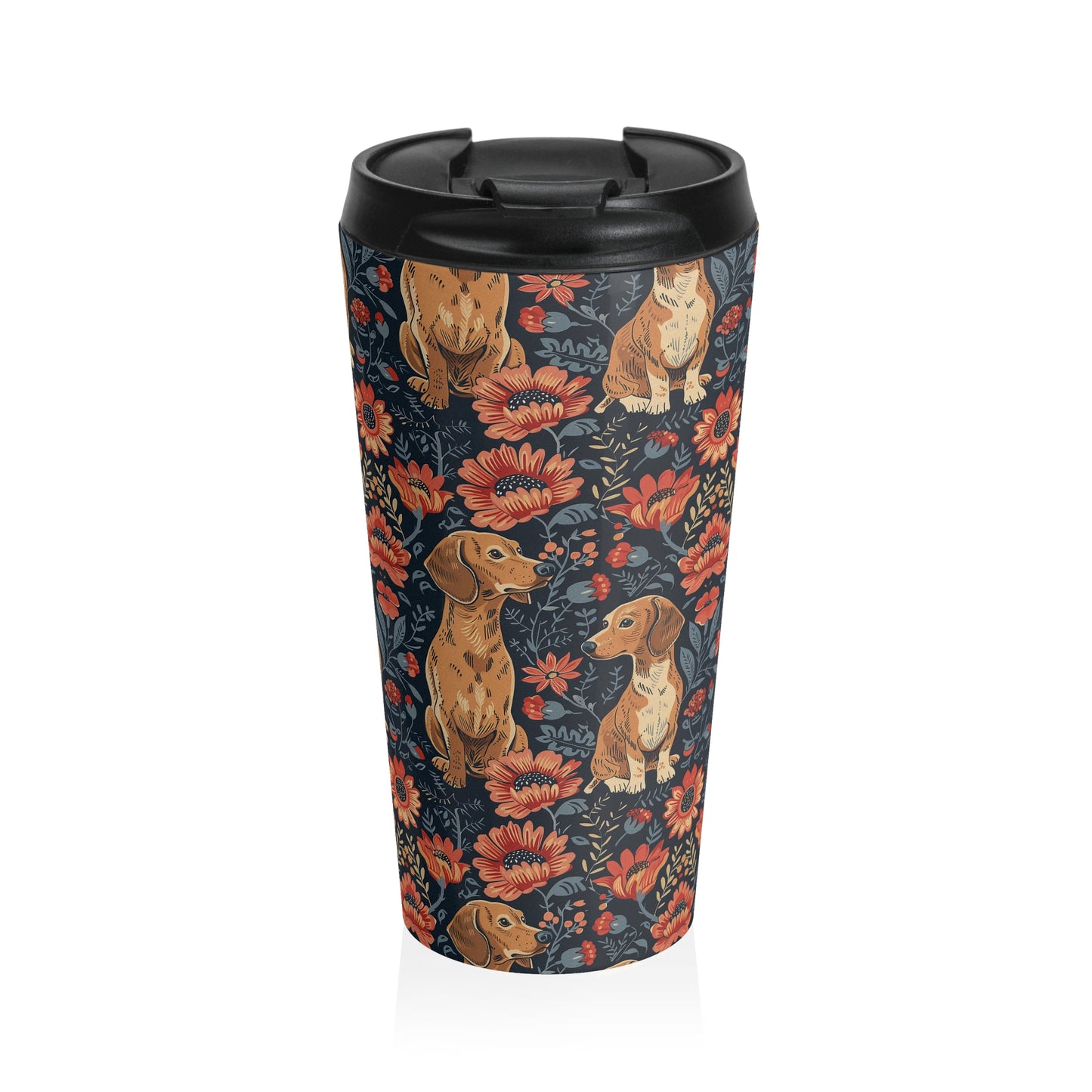 Floral Pawsome Dachsund Delight Stainless Steel Travel Mug