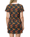 Dapper Dachshund Noir Glow T-Shirt Dress