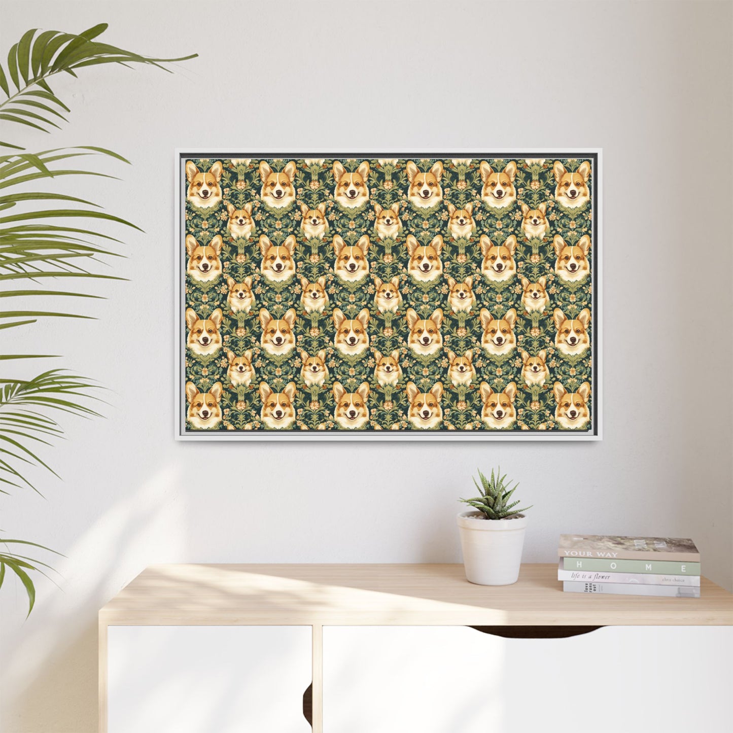 Corgi Charmz Matte Canvas, Framed