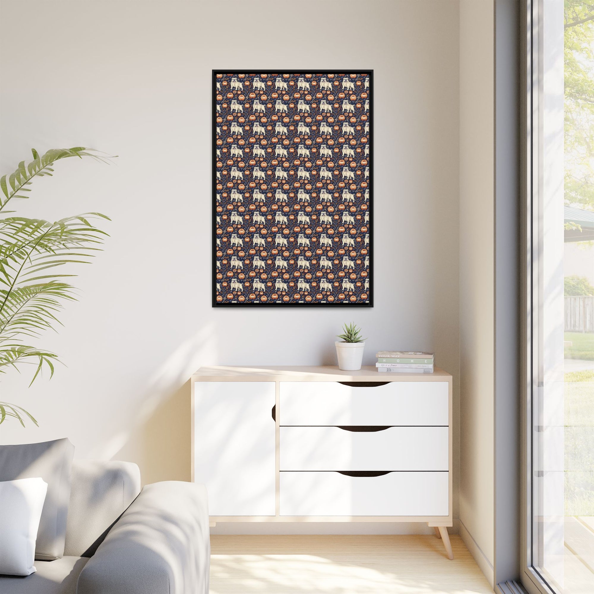 Bulldog Blossom Bonanza Matte Canvas, Framed