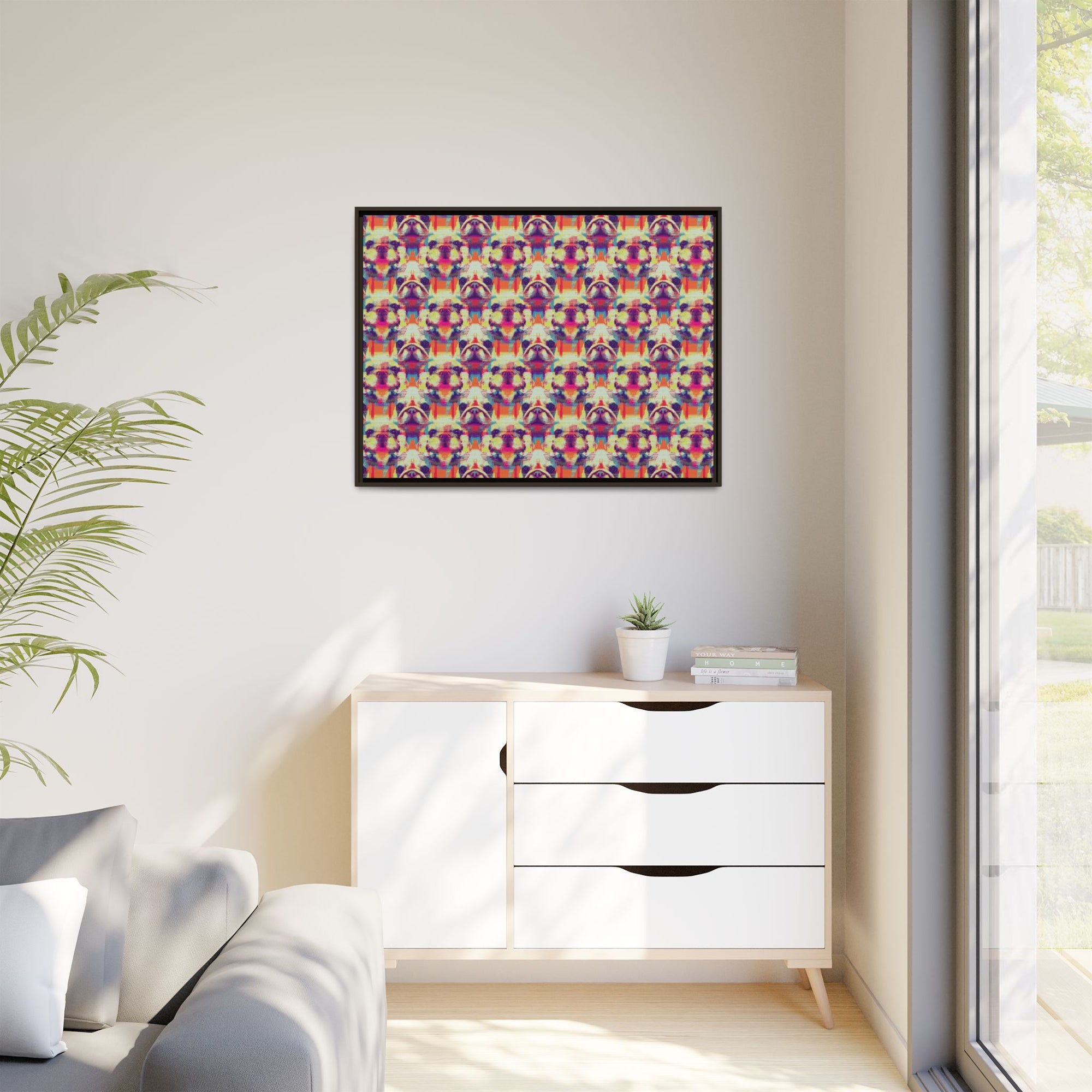 Glitchy Bulldog Blitz Matte Canvas, Framed