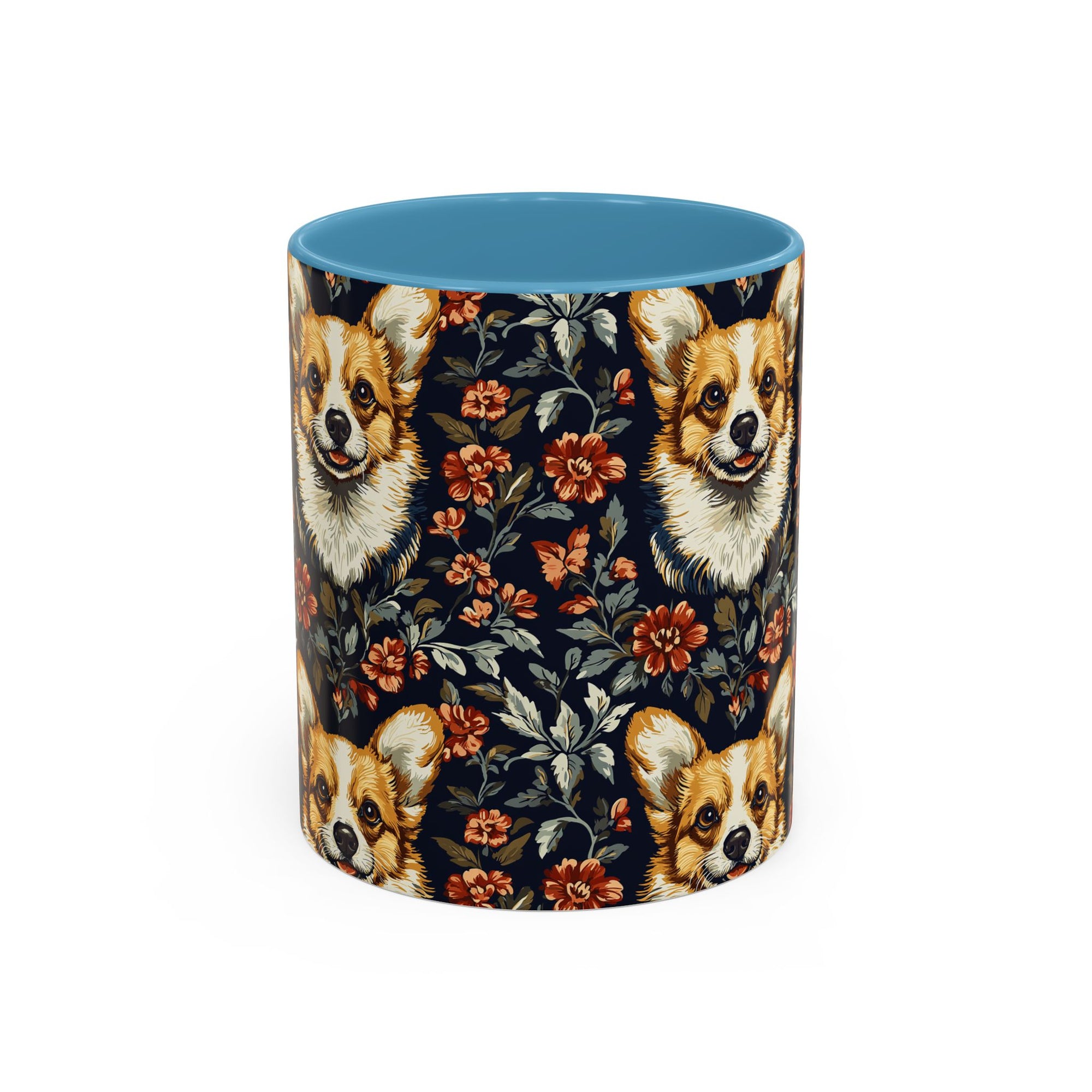 Floofy Corgi Blossom Blast Accent Coffee Mug