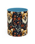 Floofy Corgi Blossom Blast Accent Coffee Mug