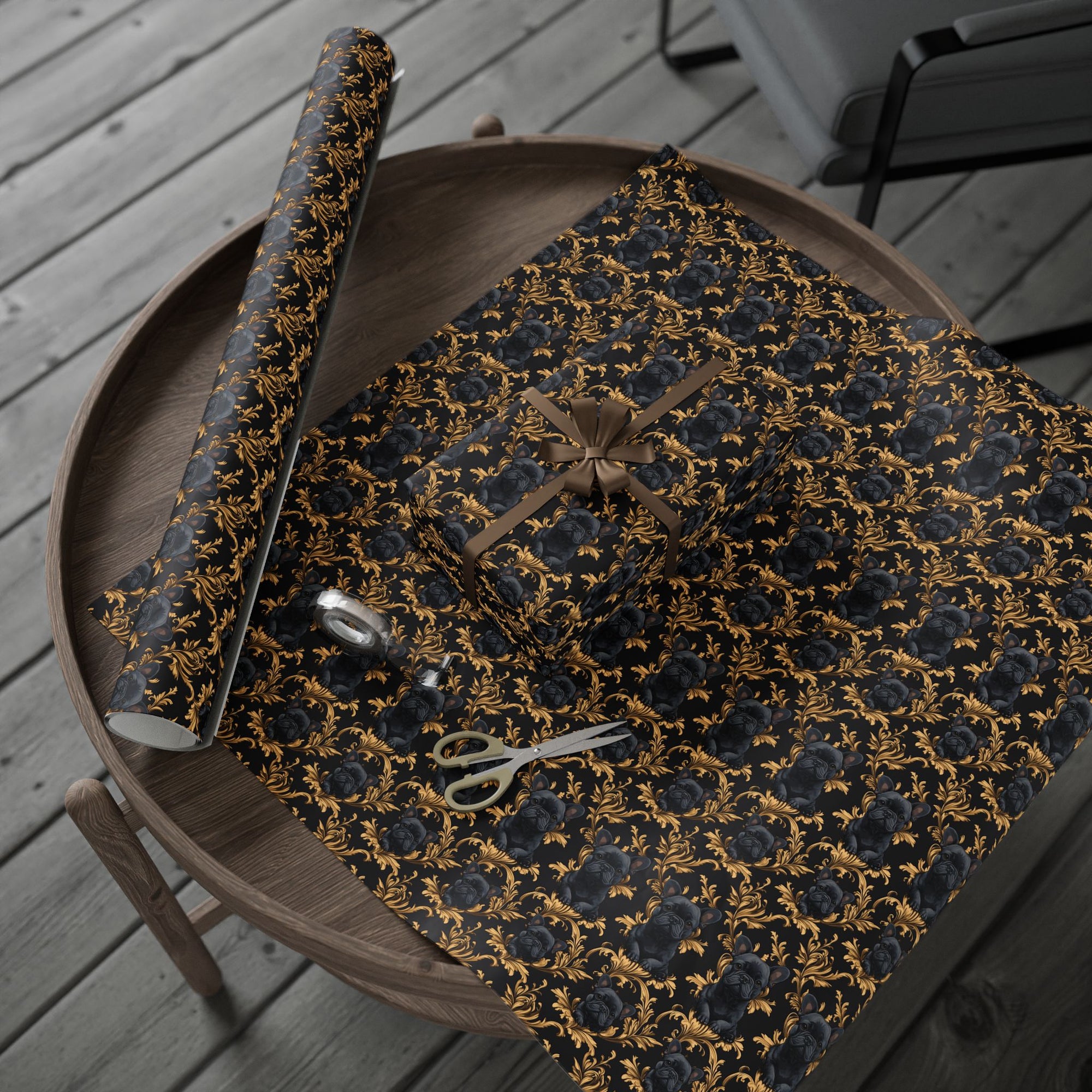 Regal Frenchie Noir Elegance Wrapping Paper