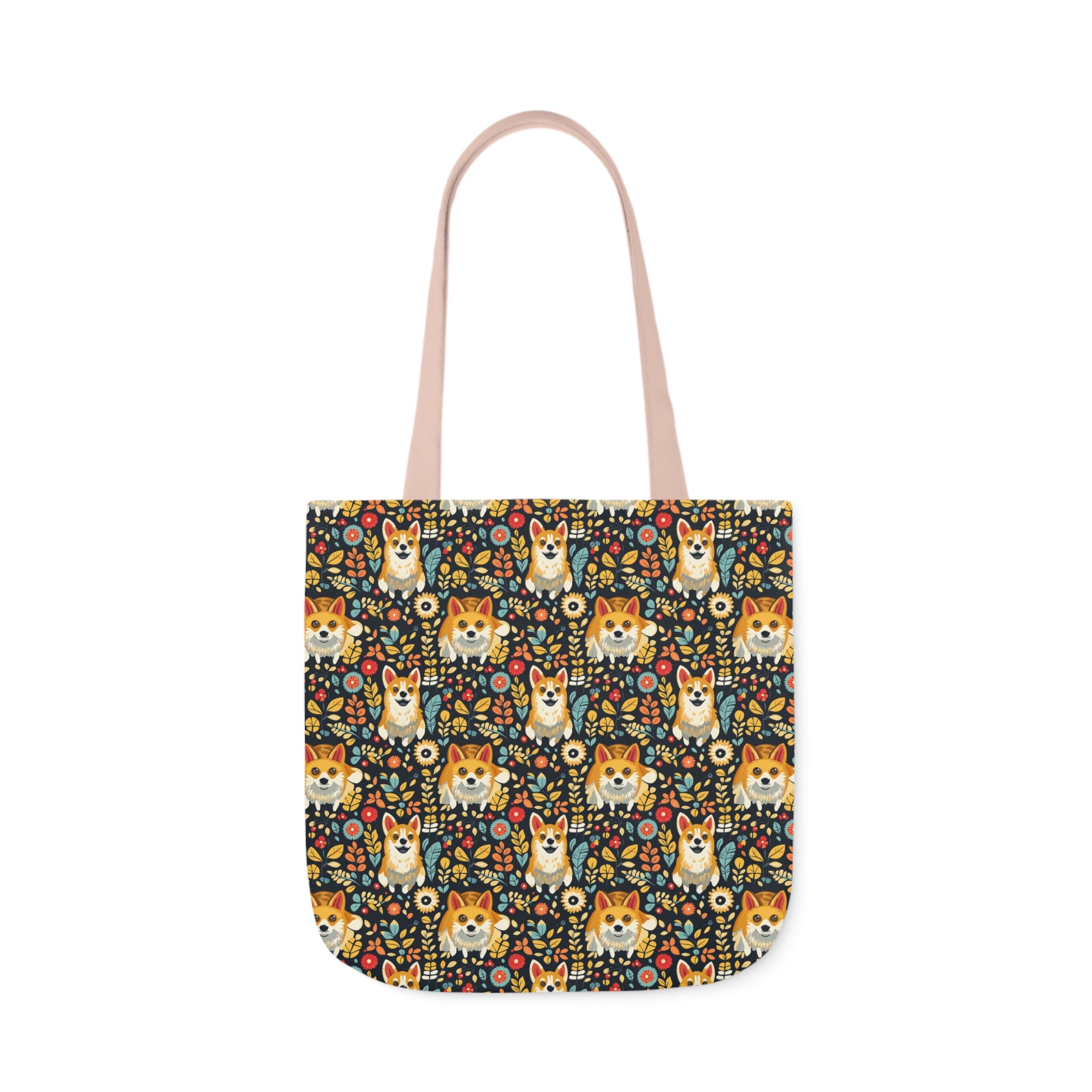 Corgi Rainbow Vine Dream Canvas Tote Bag