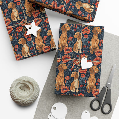 Floral Pawsome Dachsund Delight Gift Wrap Papers