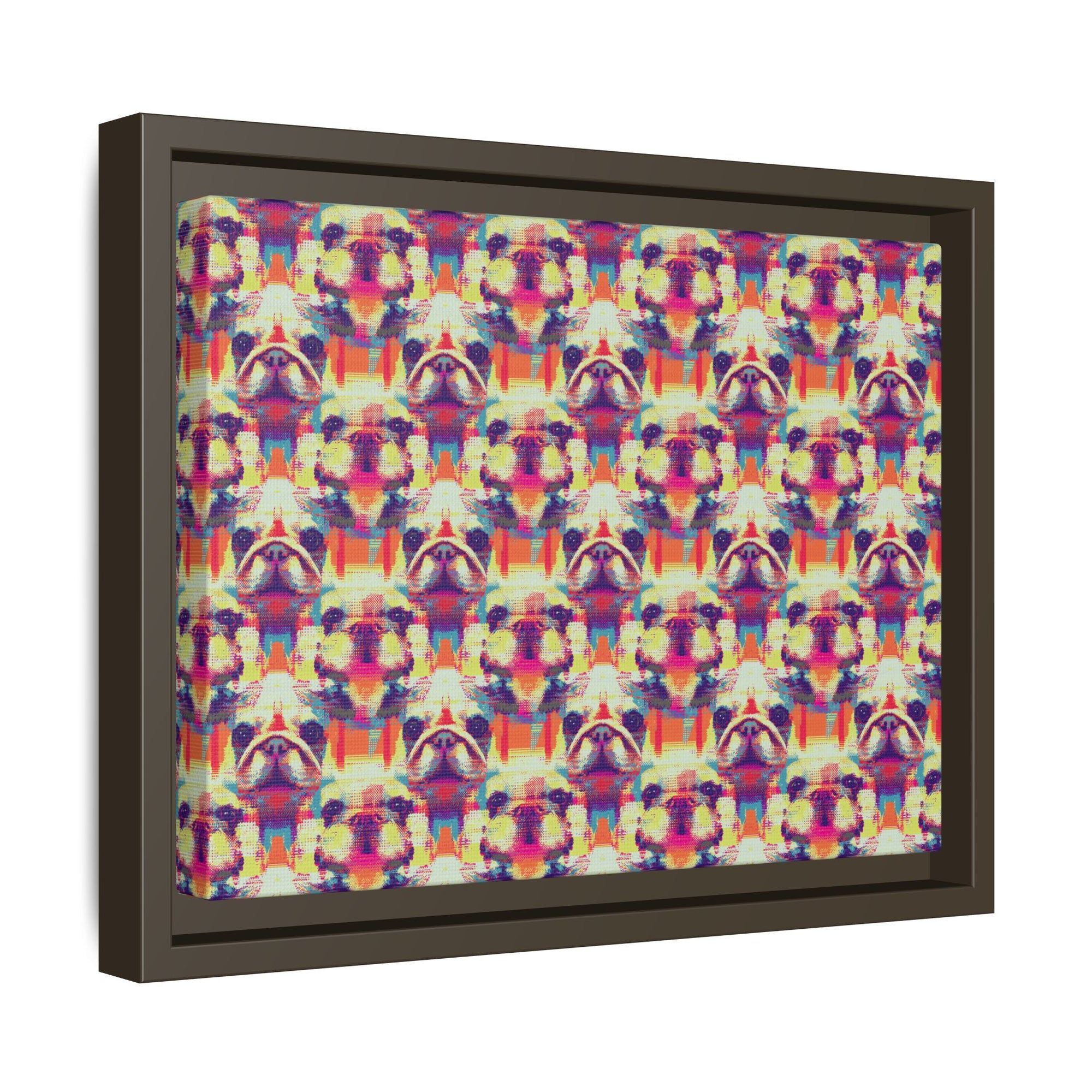 Glitchy Bulldog Blitz Matte Canvas, Framed