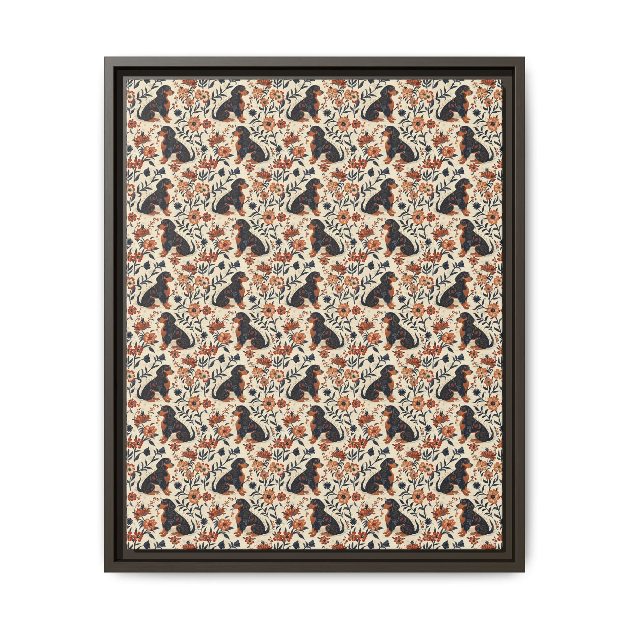 Blossoming Dachshunds Delight Matte Canvas, Framed