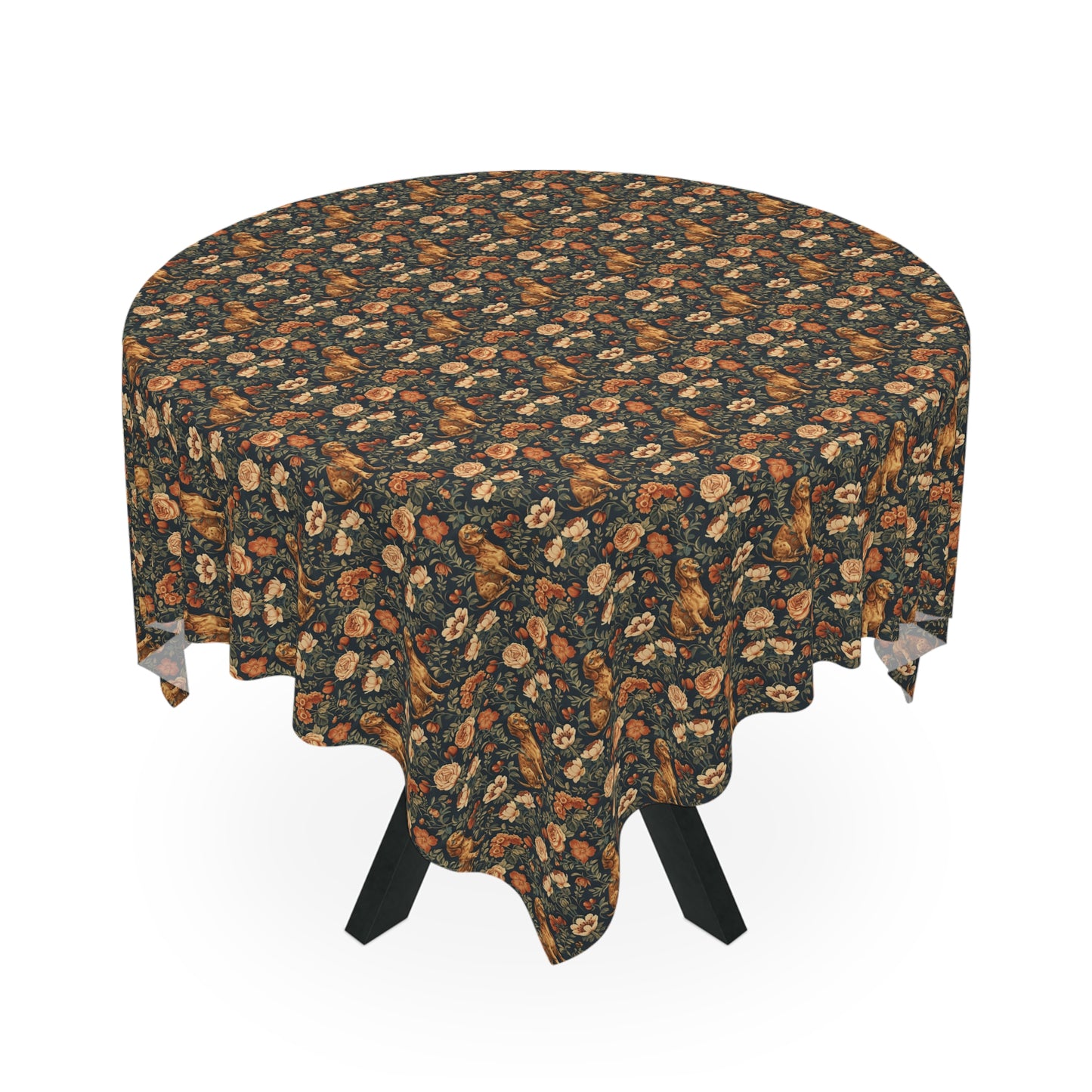 Dazzling Dachsund Blossoms & Foliage Tablecloth