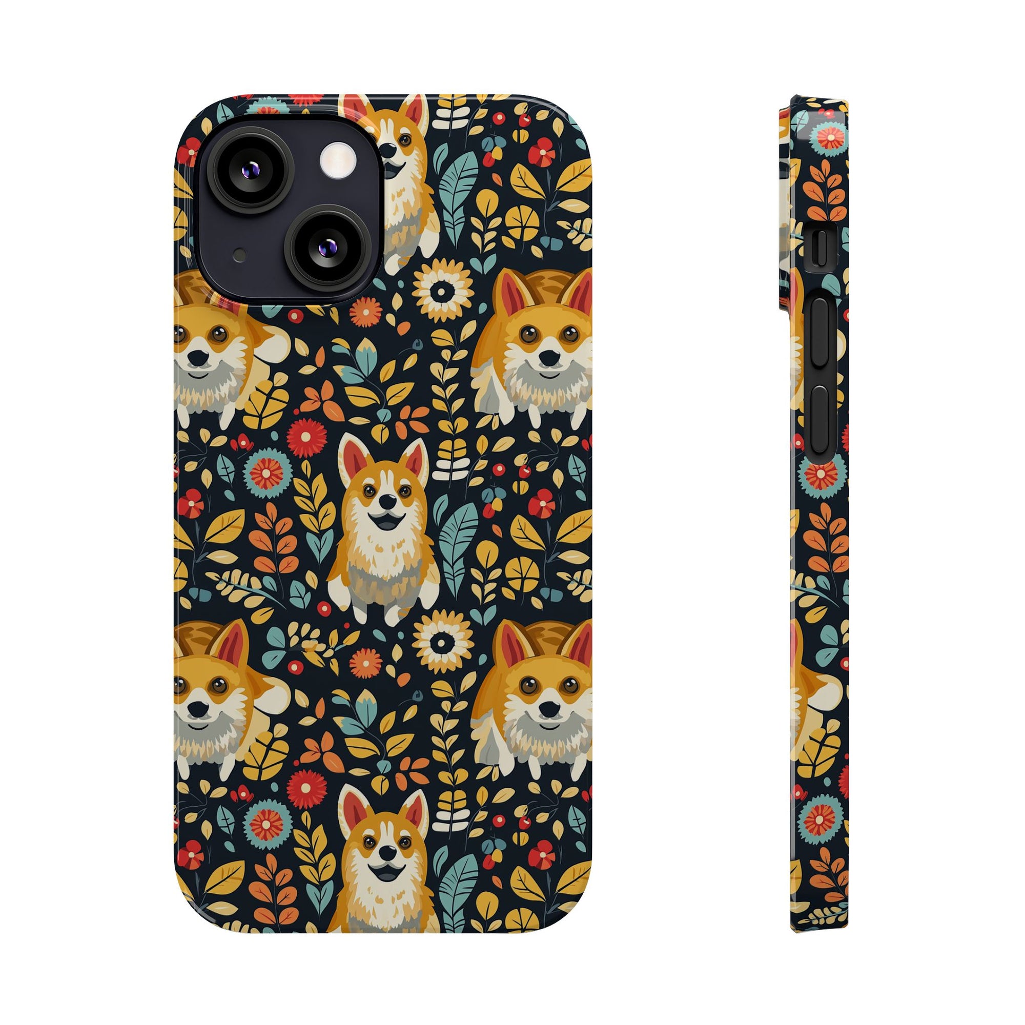 Corgi Rainbow Vine Dream Slim Phone Cases