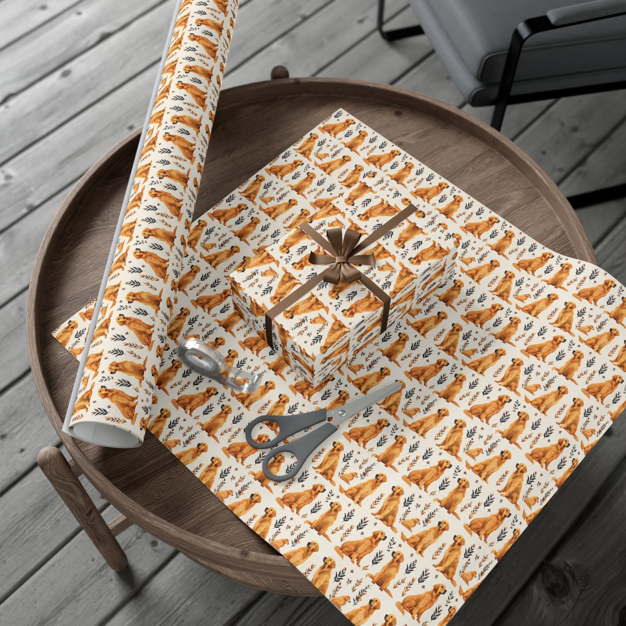 Golden Glamour Paws - Luxe Licks for Regal Retrievers Gift Wrap Papers