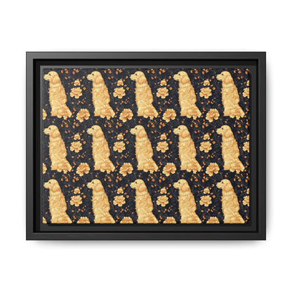 Golden Paws Floral Frenchie Matte Canvas, Framed