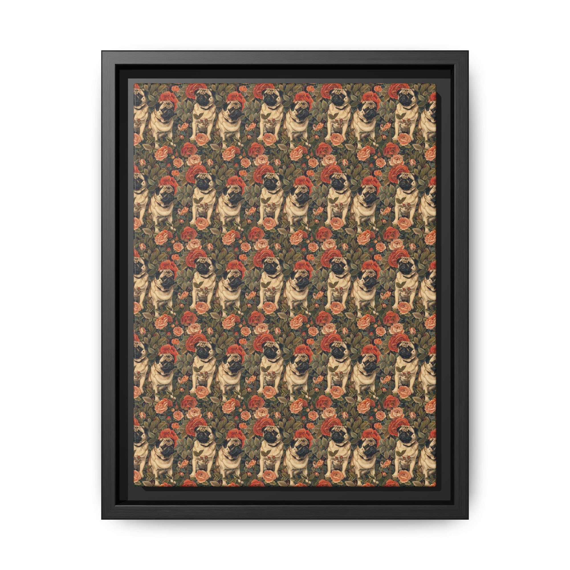 Blooming Pug Paradise Matte Canvas, Framed