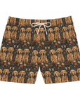 Fanciful Golden Paradise Blossom Men's Mid-Length Swim Shorts