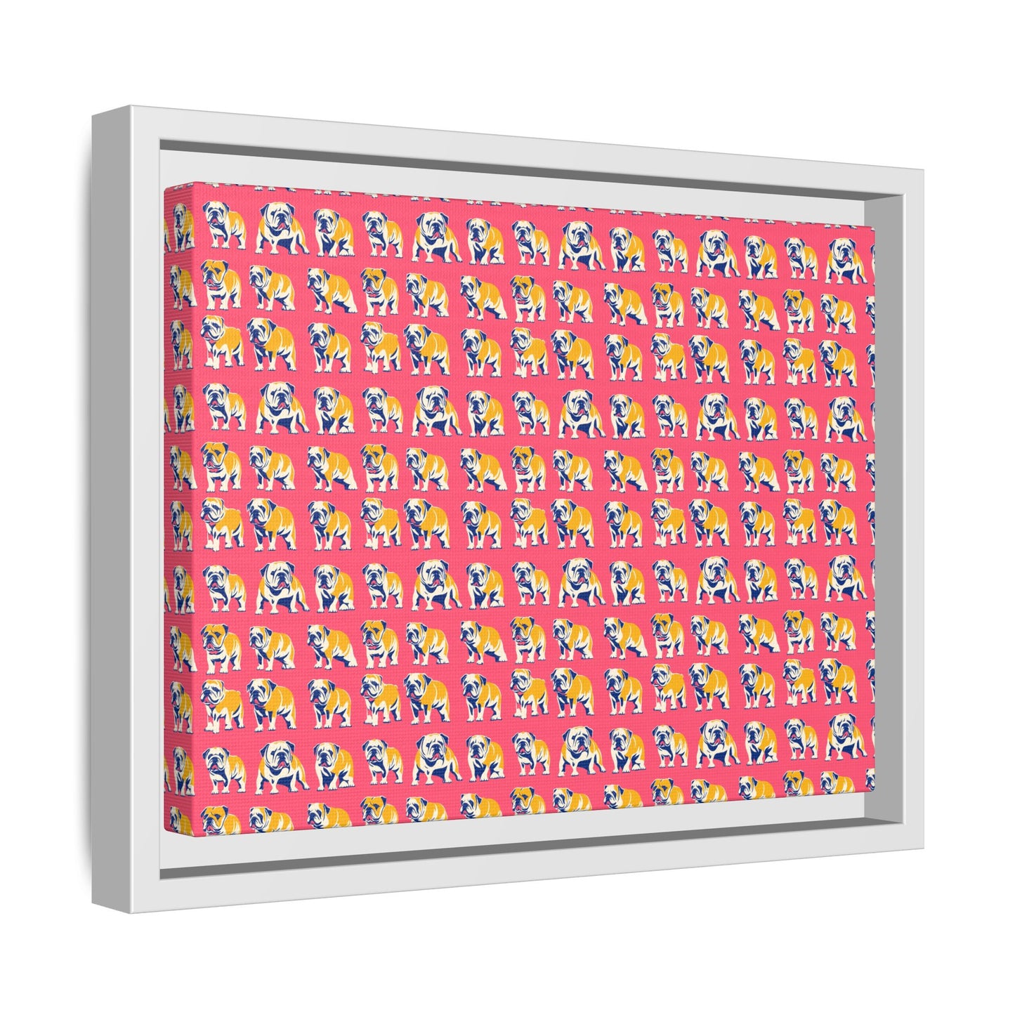 Bubblegum Glamour Bulldog Bouquet Matte Canvas, Framed