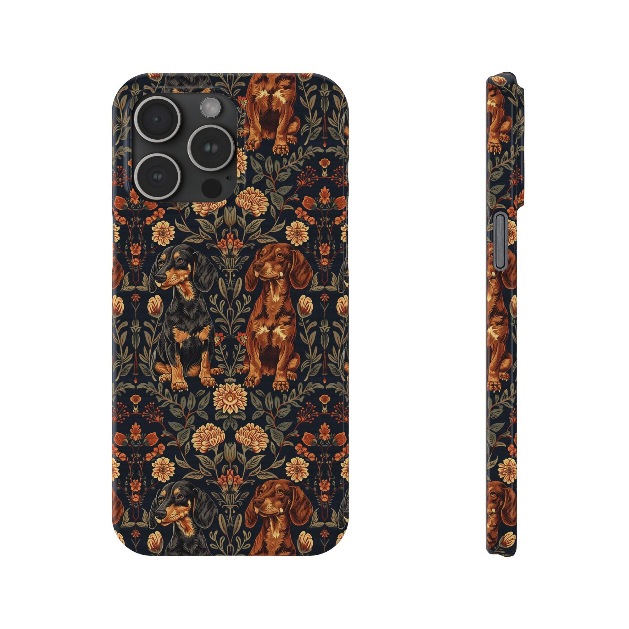 Dapper Dachshund Embroidery Elegance Slim Phone Cases