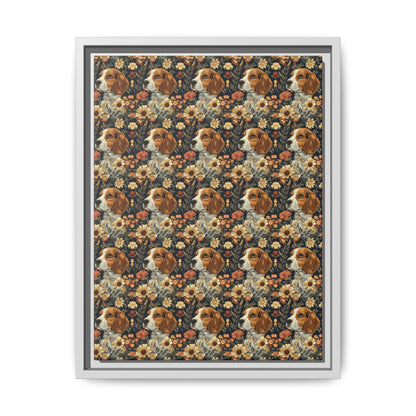 Beagle Blossoms Matte Canvas, Framed