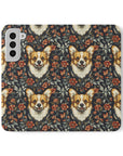 Floofy Corgi Blossom Blast Flip Cases