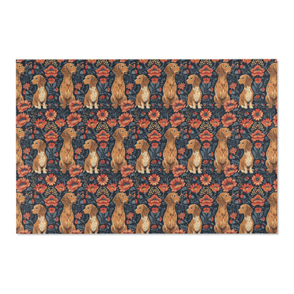 Dachshund Heritage - William Morris Inspired Area Rug