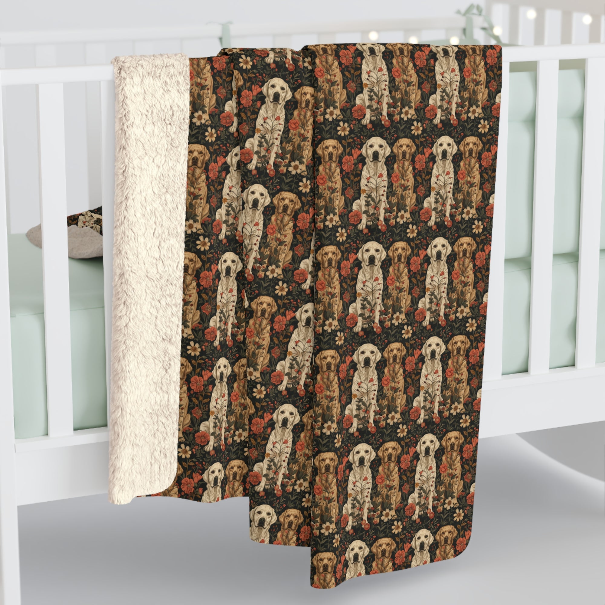 Blossoming Labradors Bouquet Sherpa Fleece Blanket