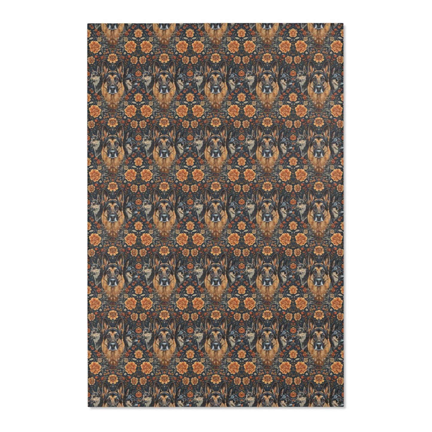 German Shepherd Grandeur - William Morris Inspired Area Rug