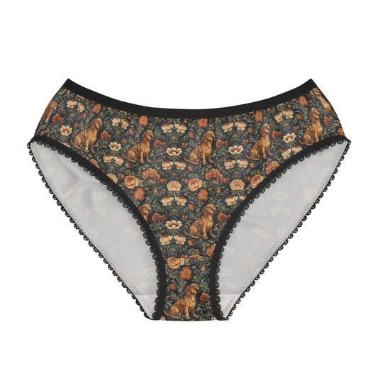 Dazzling Dachsund Blossoms & Foliage Women's Briefs