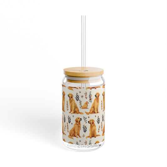 Golden Glamour Paws - Luxe Licks for Regal Retrievers Sipper Glass