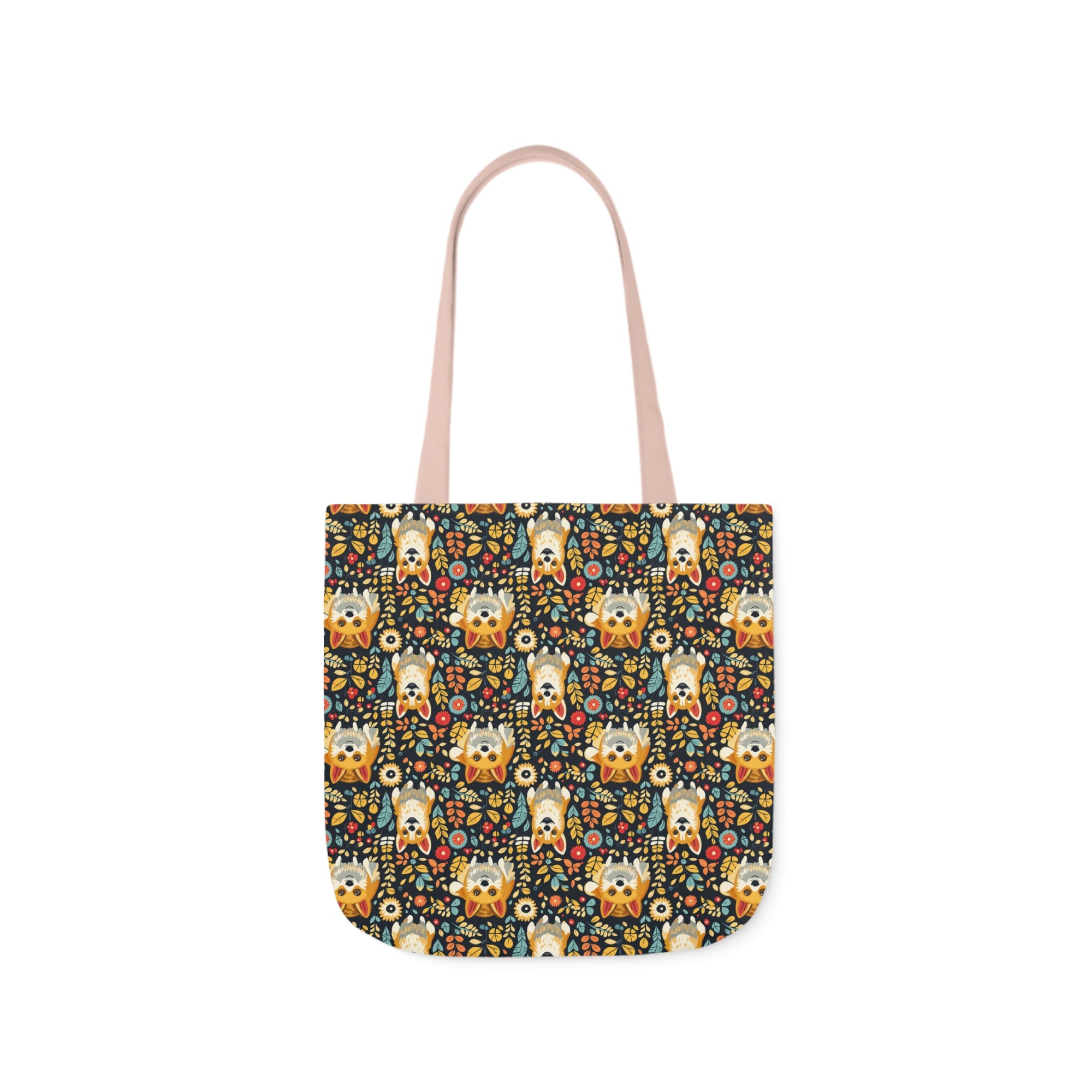 Corgi Rainbow Vine Dream Canvas Tote Bag