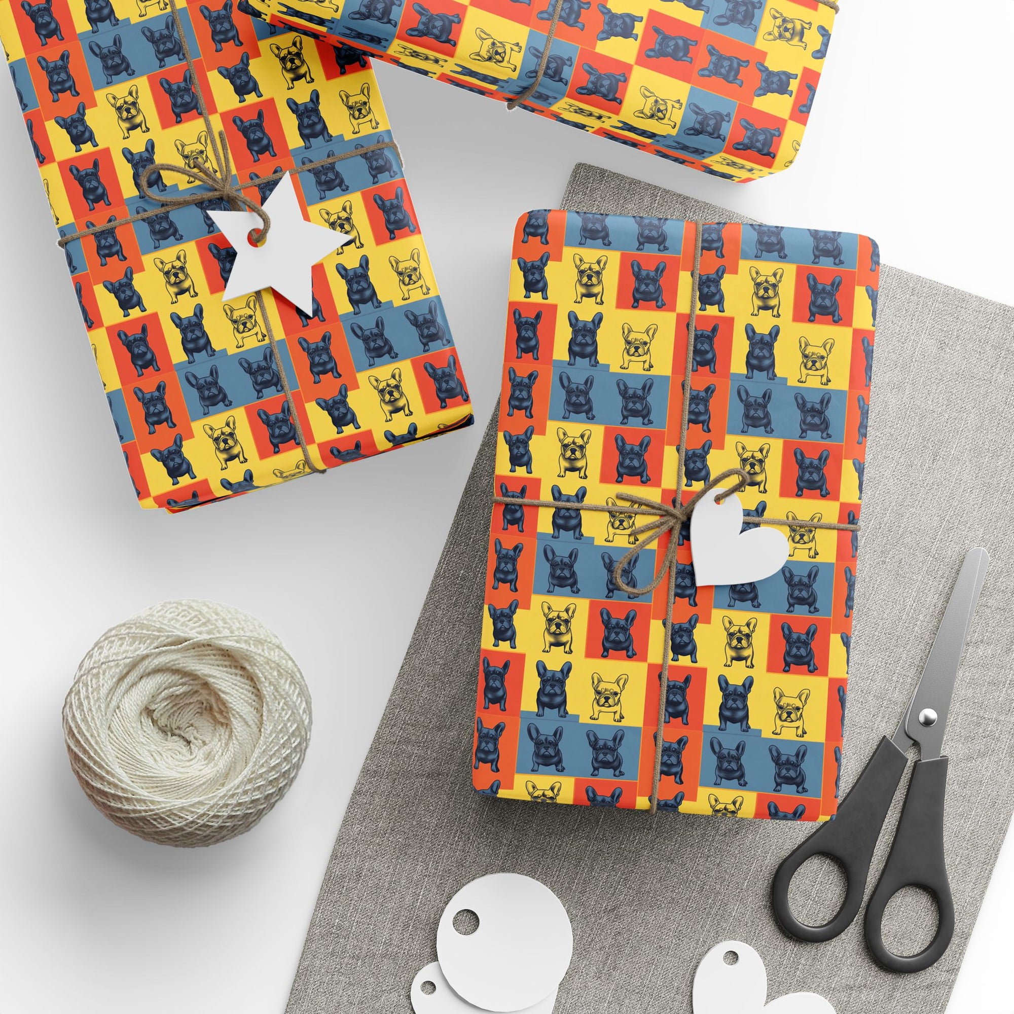 Frenchie Pop Art Pawfection Grid Wrapping Paper