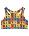 Frenchie Pop Art Pawfection Grid Seamless Sports Bra