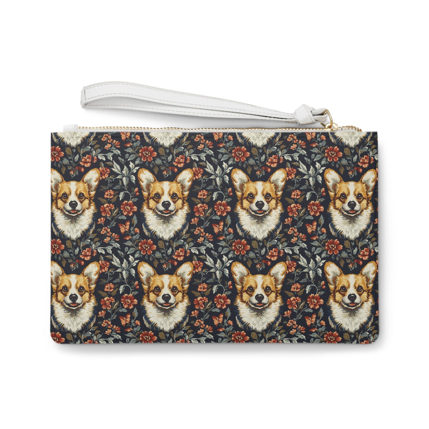 Floofy Corgi Blossom Blast Clutch Bag