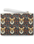 Floofy Corgi Blossom Blast Clutch Bag