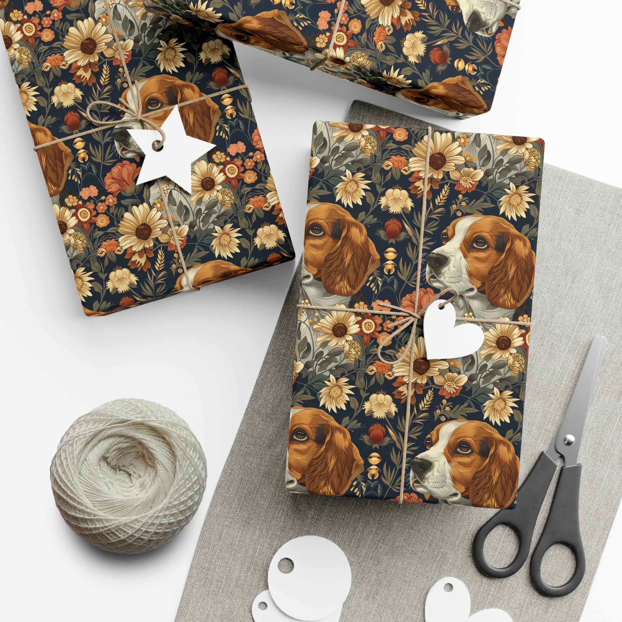 Beagle Blossoms Gift Wrap Papers