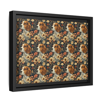 Beagle Blossoms Matte Canvas, Framed