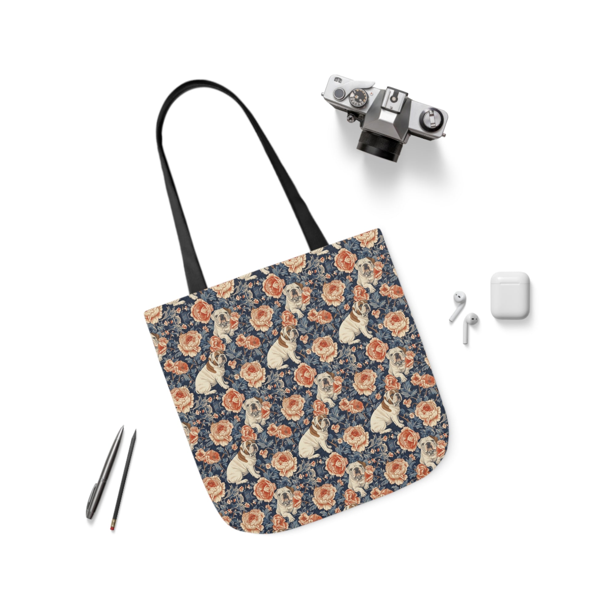 Blooming Bulldog Beauty Canvas Tote Bag