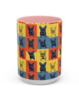 Frenchie Pop Art Pawfection Grid Accent Coffee Mug