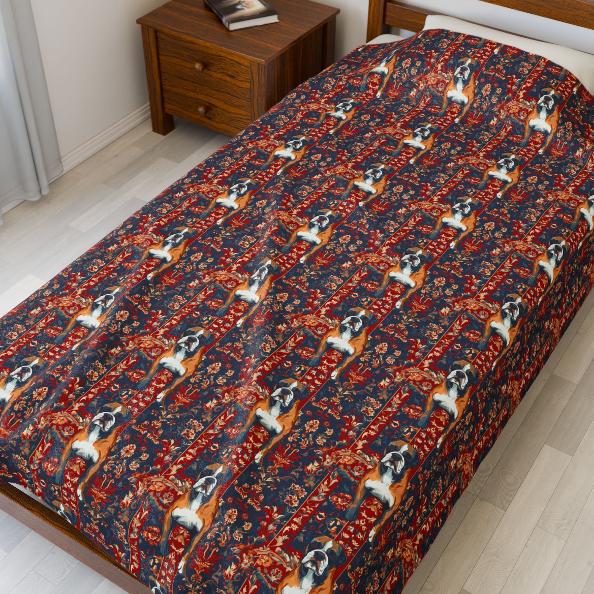 Boxer Blossom Tapestry Delight Velveteen Plush Blanket