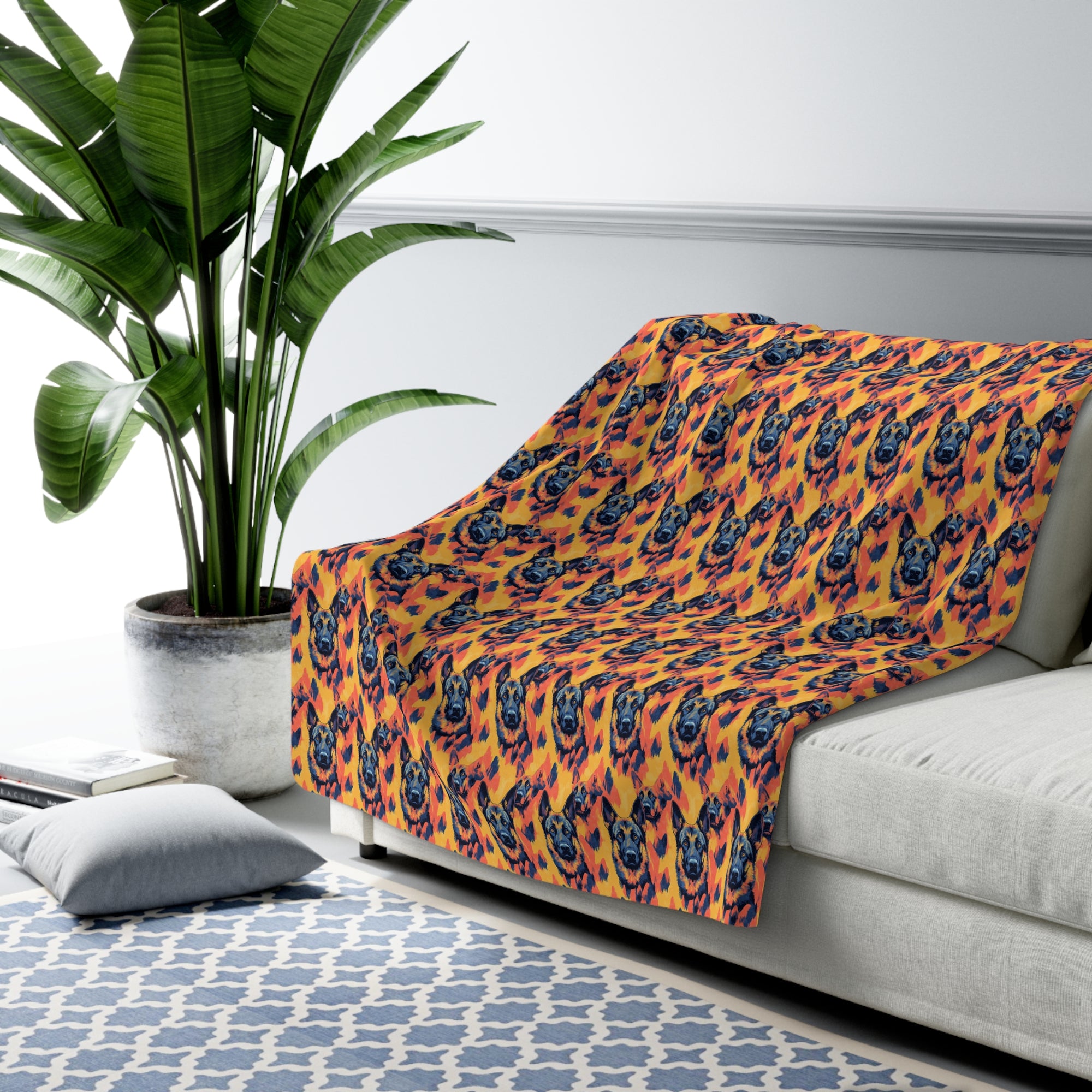Impressionistic German Shepherds Sherpa Fleece Blanket