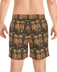 Fanciful Golden Paradise Blossom Men's Mid-Length Swim Shorts