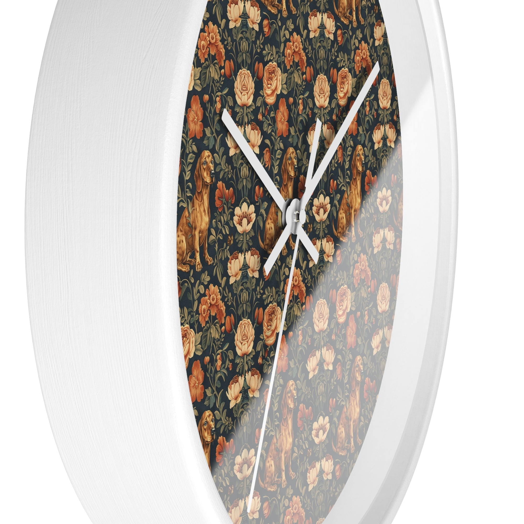 Dazzling Dachsund Blossoms &amp; Foliage Wall Clock