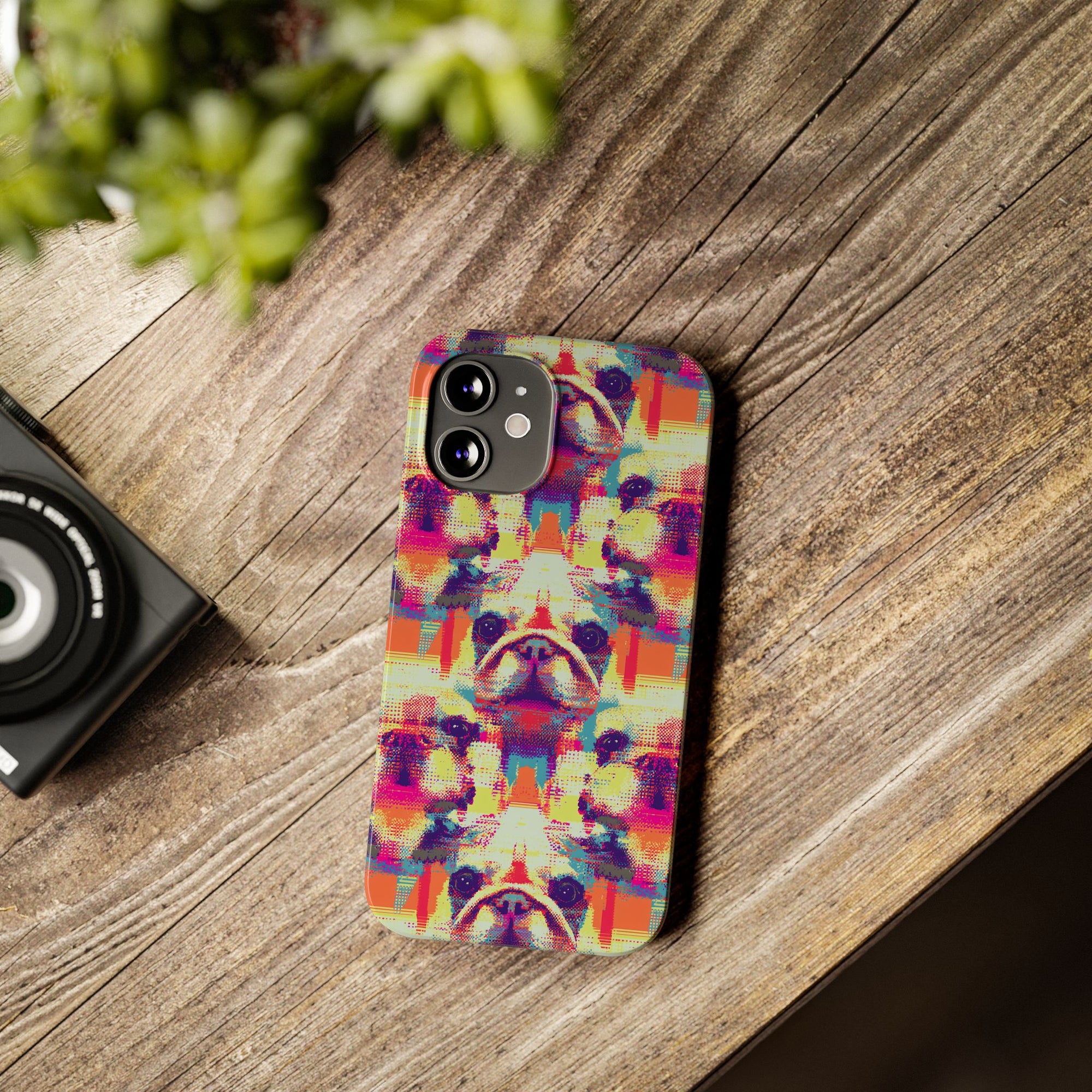 Glitchy Bulldog Blitz Slim Phone Cases