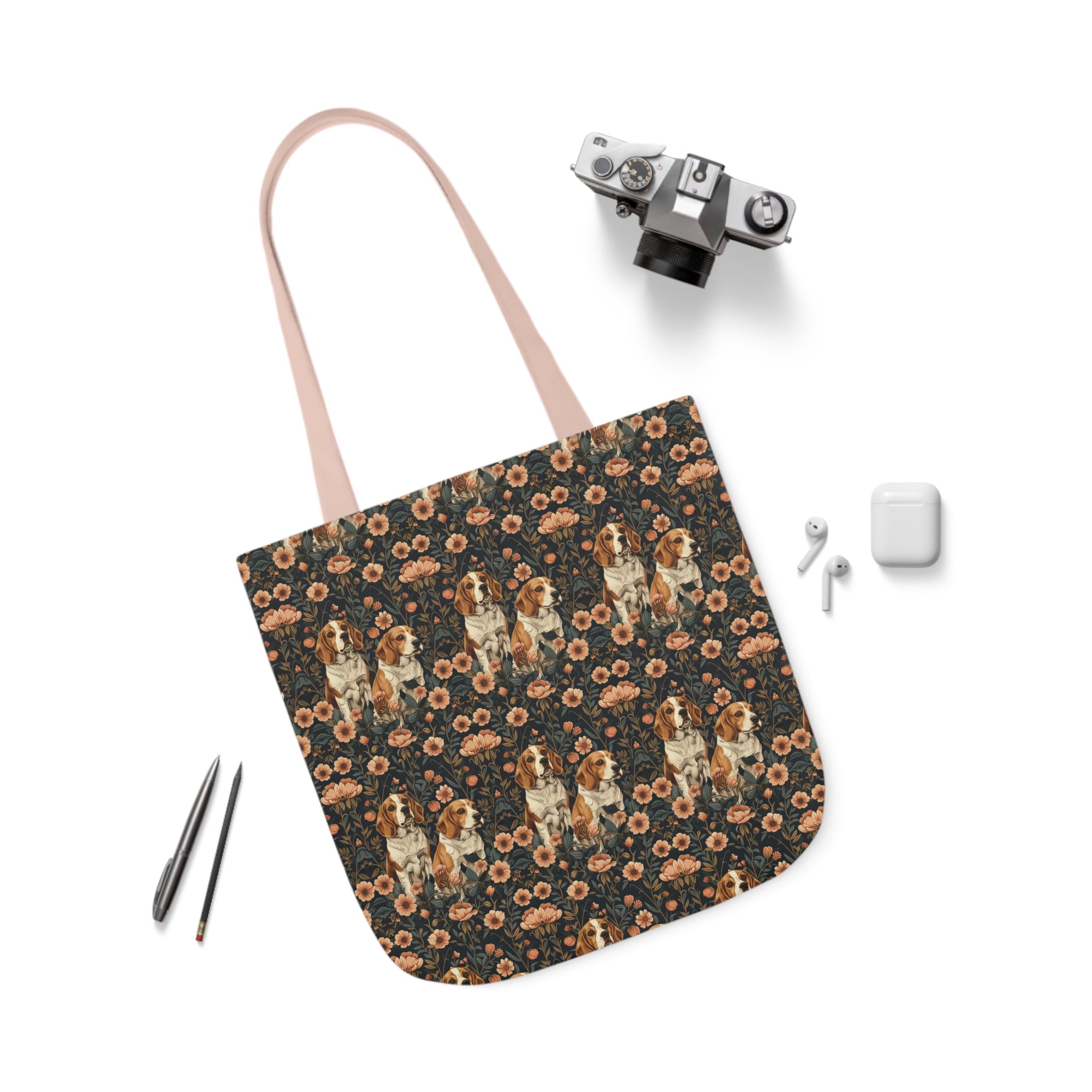 Beagle Blossom Bonanza Canvas Tote Bag