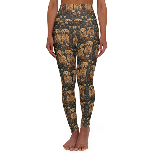 Fanciful Golden Paradise Blossom High Waisted Yoga Leggings