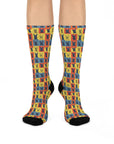 Frenchie Pop Art Pawfection Grid Cushioned Crew Socks