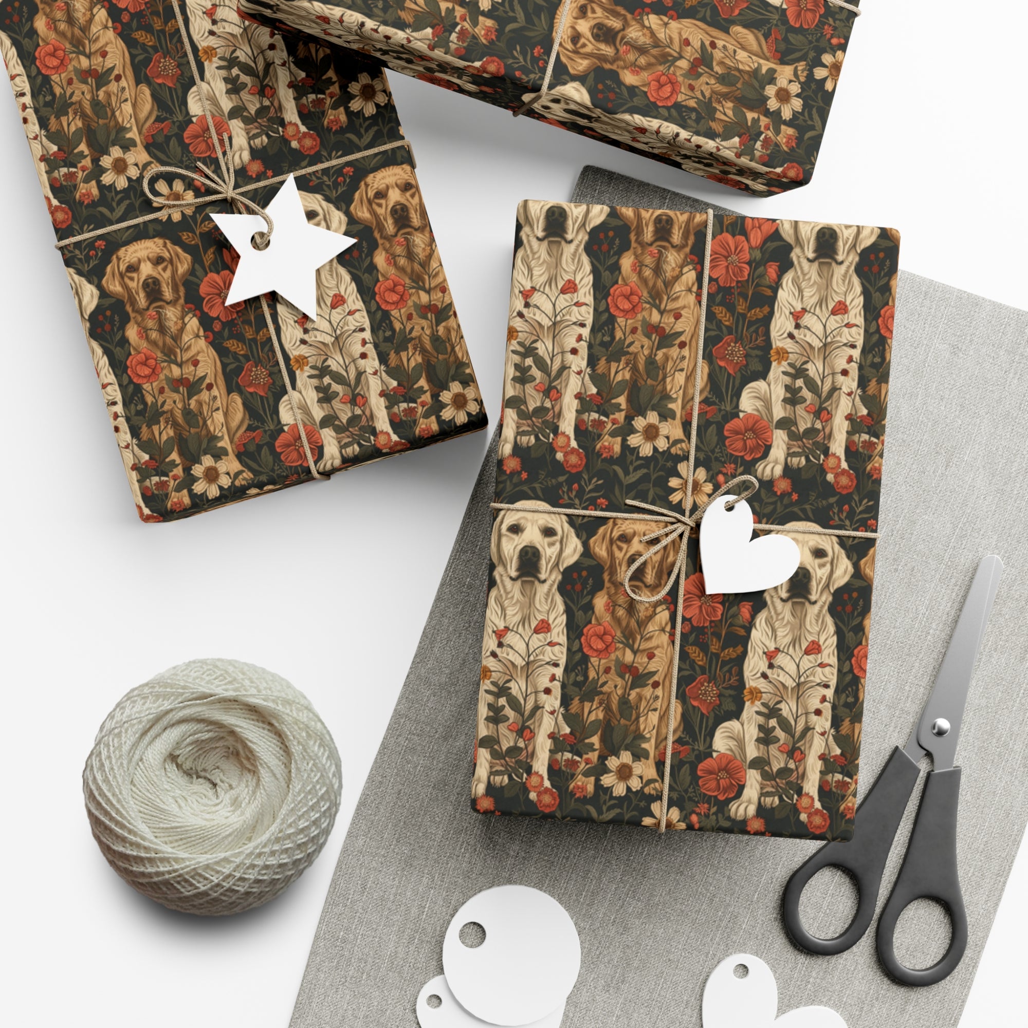 Blossoming Labradors Bouquet Gift Wrap Papers