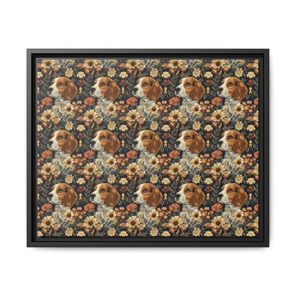 Beagle Blossoms Matte Canvas, Framed