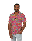 Bubblegum Glamour Bulldog Bouquet Men's Hawaiian Camp Shirt