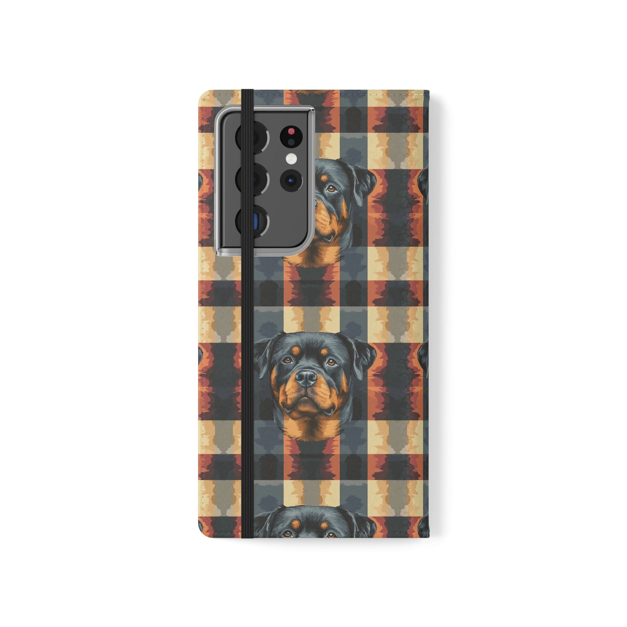 Pawsome Rottweiler Royalty Plaid Flip Cases