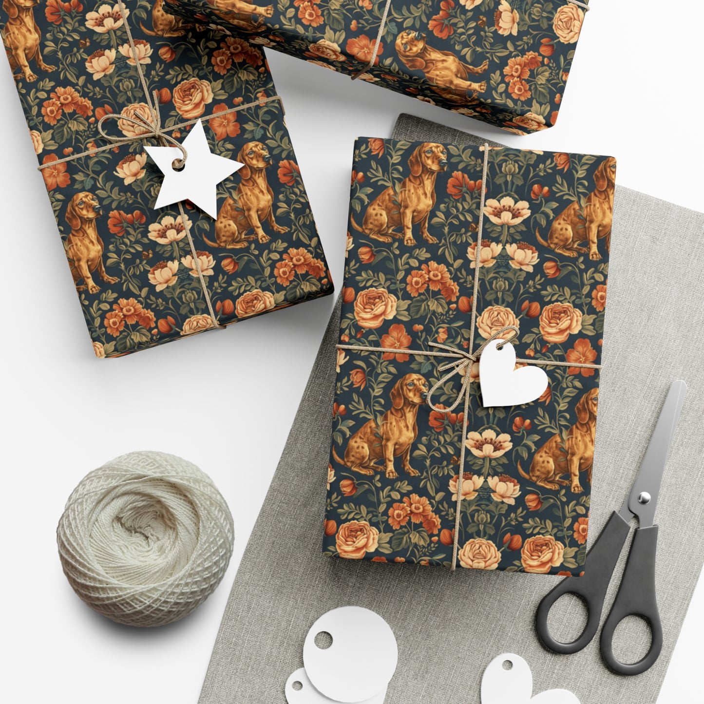 Dazzling Dachsund Blossoms & Foliage Gift Wrap Papers